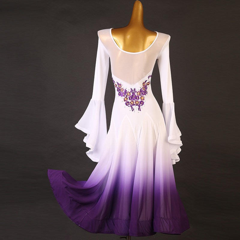 Back view of the ivory ballroom dress showing the beading at the centre back