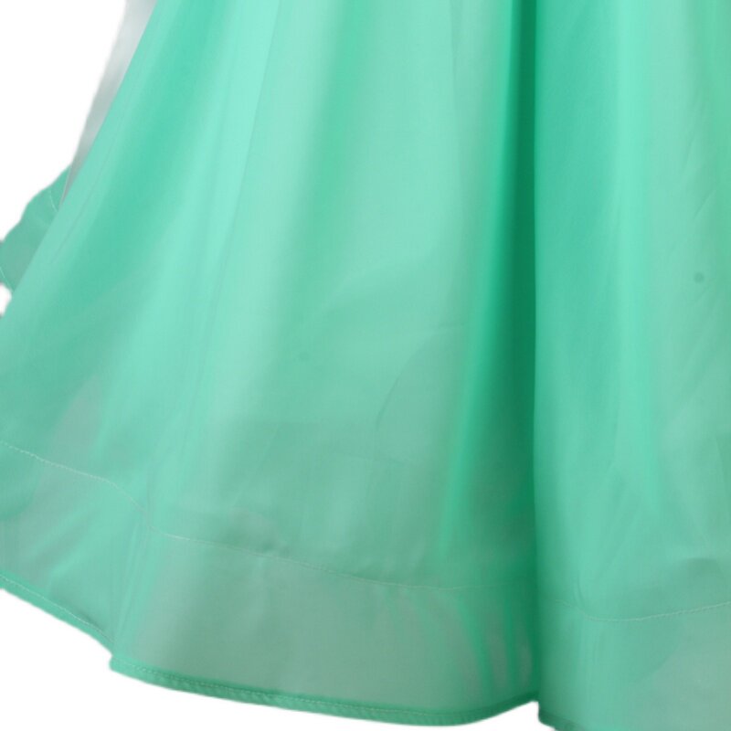 Detail of the two tone mint chiffon skirt hem