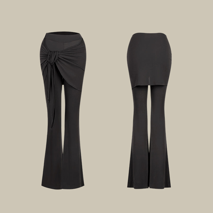 Wrap Tie Latin Dance Pants High Waist Bell Bottom Practice Trousers, view 2