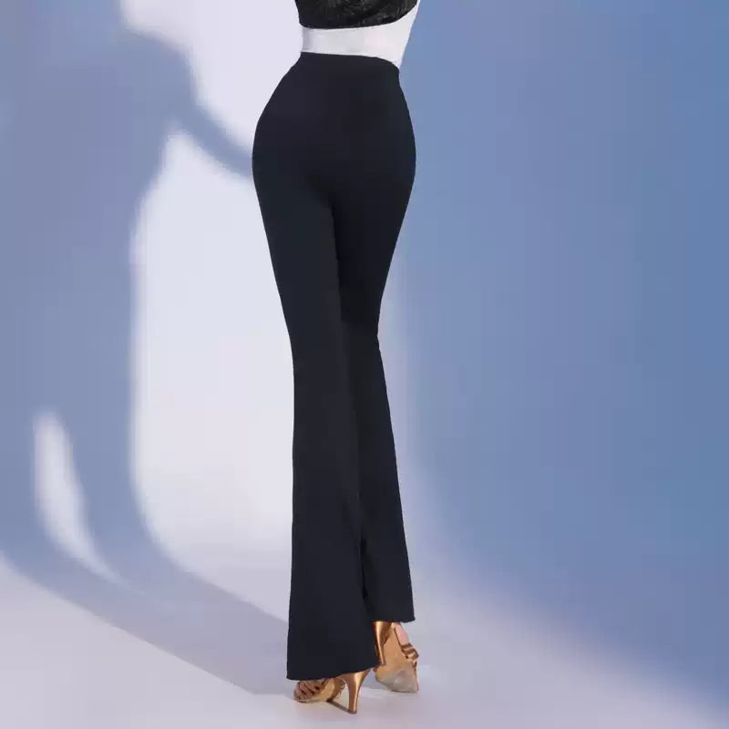 Bootcut Ballroom Dance Pants High Waist Front Split Practice Trousers, view 4