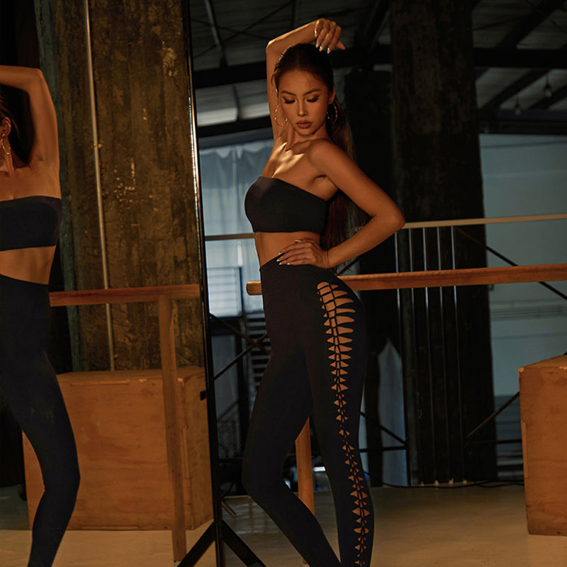 Cut Out Latin Dance Pants High Waist Slim Fit Practice Trousers, view 6