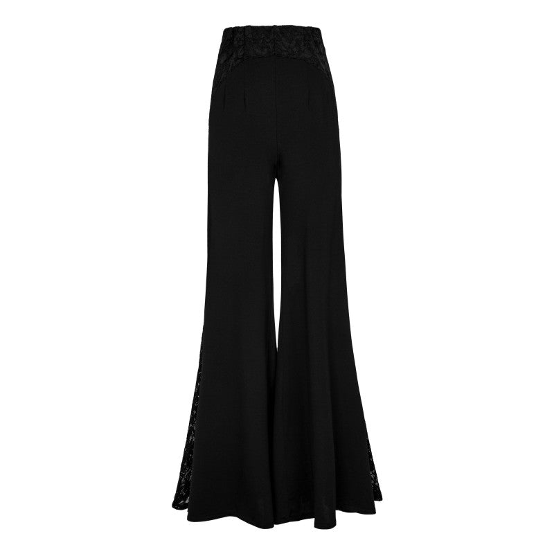 Lace Panel Ballroom Dance Pants Wide Leg Palazzo Practice Trousers, view 5