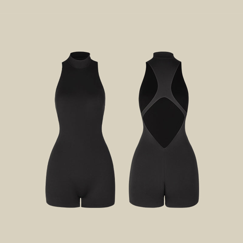 Latin Dance Leotard Sleeveless Mock Neck Open Back Bodysuit, view 9
