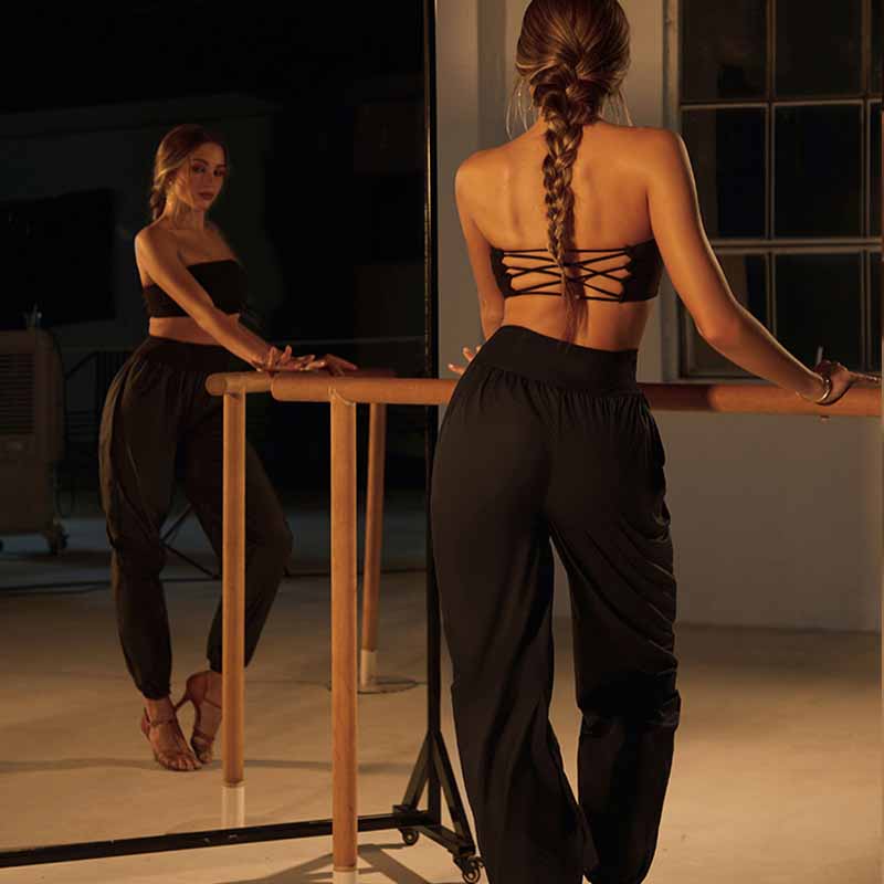 Sauna Sweat Latin Dance Pants High Waist Cuffed Practice Joggers, view 3
