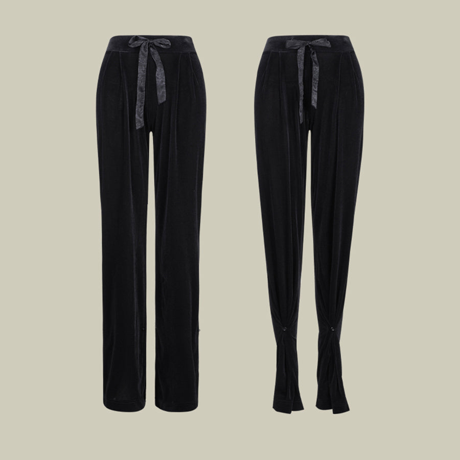 Velvet Latin Dance Pants High Waist Wide Leg Practice Trousers, view 6