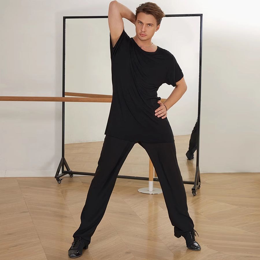 Tailored Ballroom Dance Pants Wide Leg Belted Practice Trousers, view 11