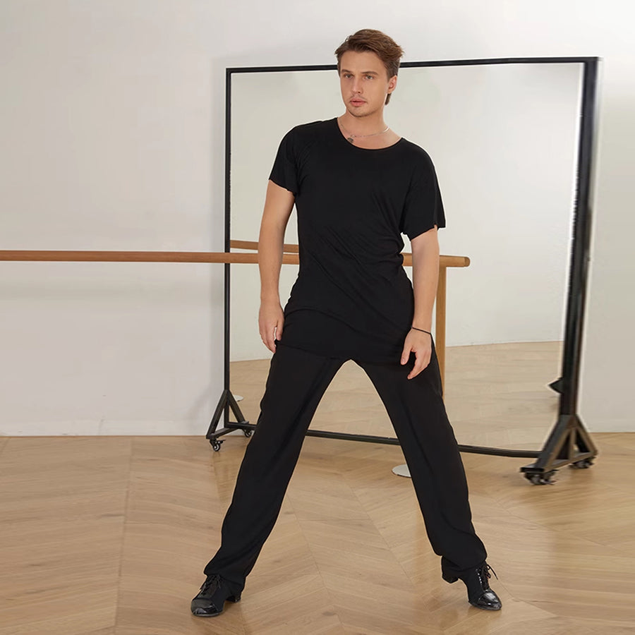 Tailored Ballroom Dance Pants Wide Leg Belted Practice Trousers, view 12
