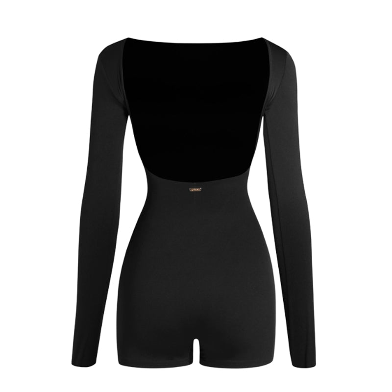Latin Dance Leotard Long Sleeve Deep Scoop Back Bodysuit, view 9