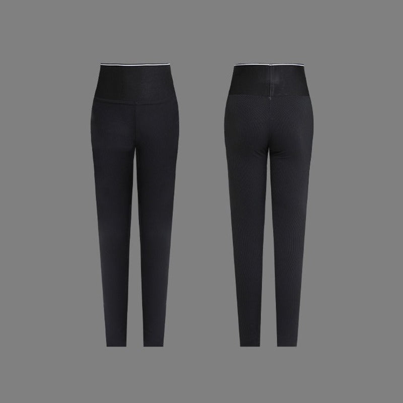Black dance leggings, front and back product view
