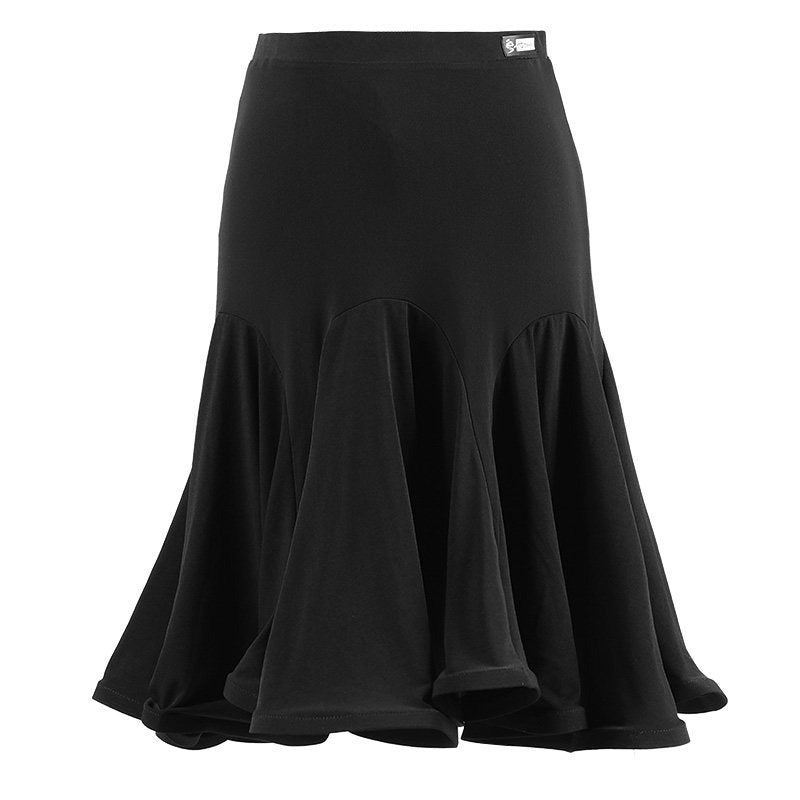 Black godet flare skirt, product view