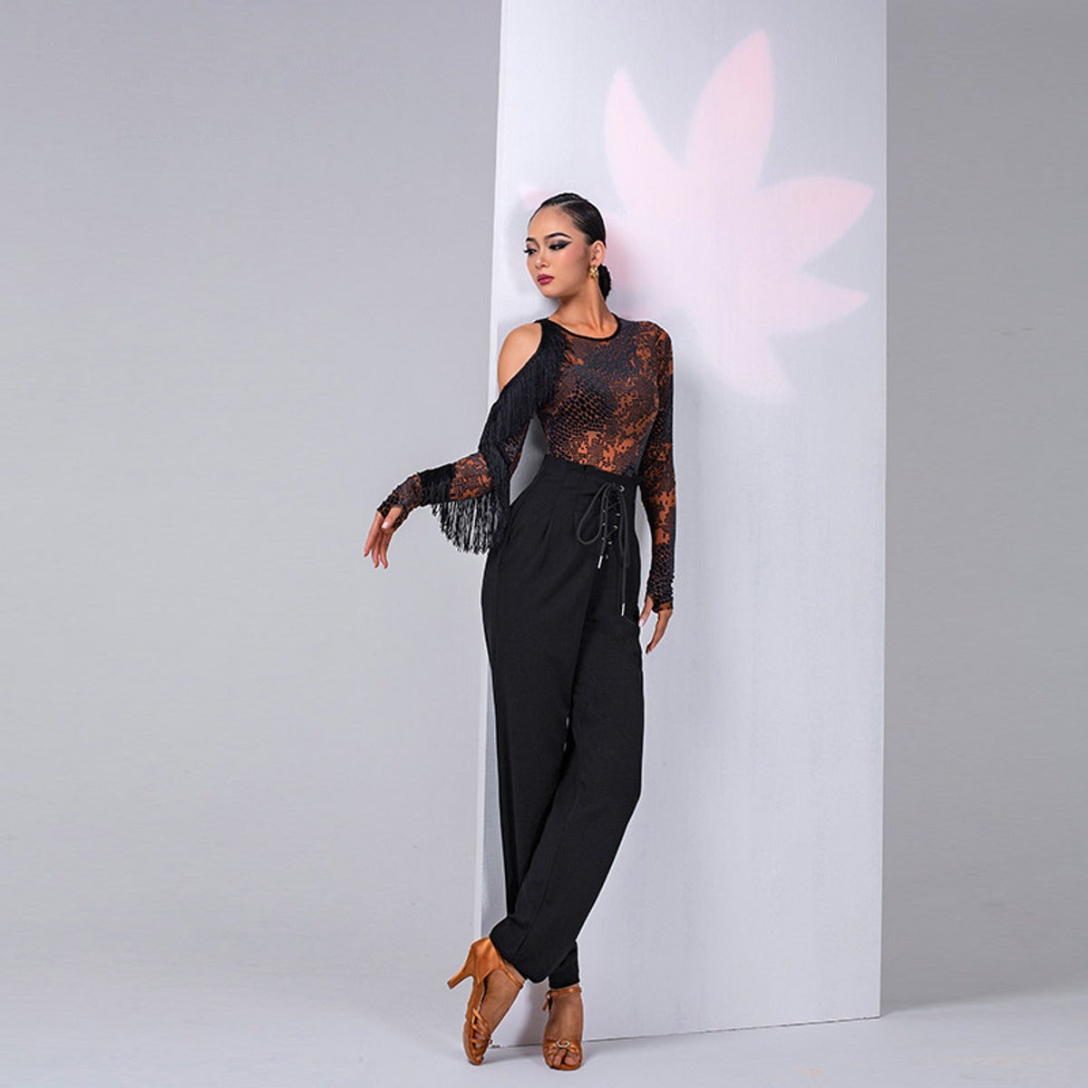 Snake Print snake print fringe dance bodysuit, front view