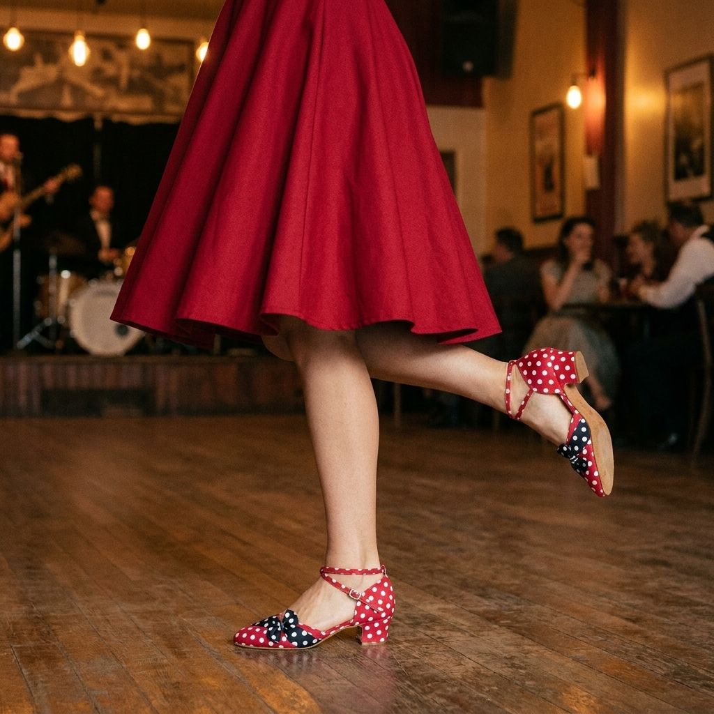 West Coast Swing Dance Shoes Closed Toe Polka Dot