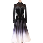 Black ombre ballroom competition dress with a studded mock neck collar