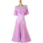 Lilac ballroom practice dress with a cape ruffle and laced mesh yoke