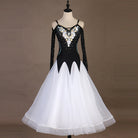 White organza ballroom gown with cold-shoulder rhinestone velvet bodice