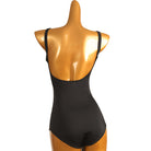 TTdancewear black tassel fringe Latin dance bodysuit, scooped back view