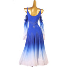 Back view of the royal blue ombre dress showing the open back