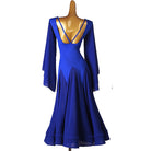 Back view of the royal blue dance dress showing the crossed straps