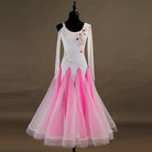 Pink ballroom competition dress front view with full organza skirt