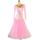 Pink version of the rhinestone swirl ballroom dance dress