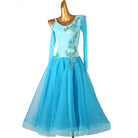 Turquoise rose embroidered ballroom dress with the organza skirt hanging