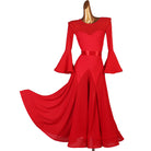 Red bell sleeve ballroom practice dress with satin sash