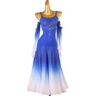 Royal blue ballroom dance dress front view with the ombre chevron skirt