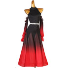 Black and red ombre halter ballroom dance dress with the skirt hanging straight