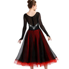 Black and red ballroom dance dress back view on a dancer