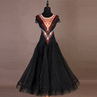 Black version of the crystal illusion neckline ballroom dance dress