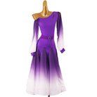 Purple one shoulder ballroom dance dress with the two tone sleeves