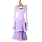 Lavender two tier ruffle ballroom dress with the bell sleeves hanging