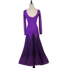Purple ballroom practice dress back view with scoop back