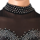 Close up of the studded collar and rhinestone spray on the mesh yoke
