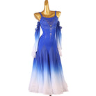 Royal blue competition dress with the bows at the cold shoulder cutaways