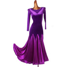 Purple velvet ballroom dress with mesh yoke and satin fishtail skirt