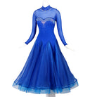 Royal blue version of the high neck rhinestone ballroom dance dress