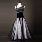 Black and white ombre ballroom dress front view on mannequin