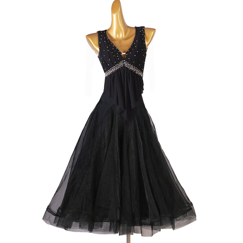 Black version of the beaded empire waist ballroom dance dress