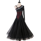 Black asymmetric ballroom gown front view with swing skirt