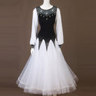 White version of the bishop sleeve ballroom dance dress