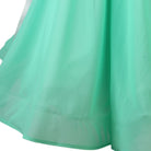 Detail of the two tone mint chiffon skirt hem