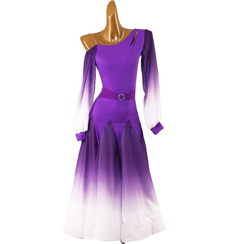 Purple ombre ballroom dress with the ring buckle at the waist