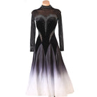 Black to white ombre ballroom competition dress on the mannequin