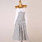 Polka dot ballroom dance dress front view on the mannequin