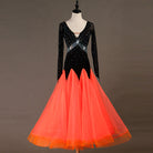 Orange ombre ballroom gown with rhinestone crossover waist bands
