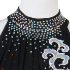 Close up of the rhinestone halter collar and scroll applique