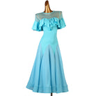 Turquoise version of the cape ruffle ballroom practice dress