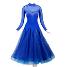 Royal blue ballroom dance dress full front view with ombre tulle skirt