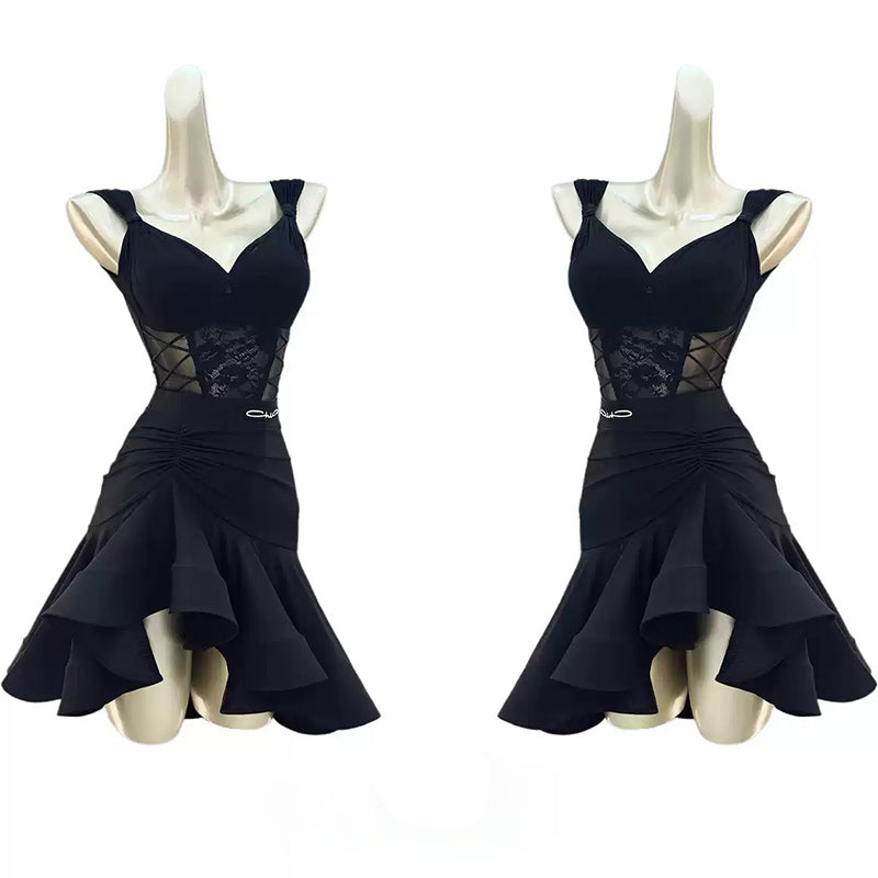 Latin Dance Leotard Corset Lace Up Front Sweetheart Bodysuit, view 3